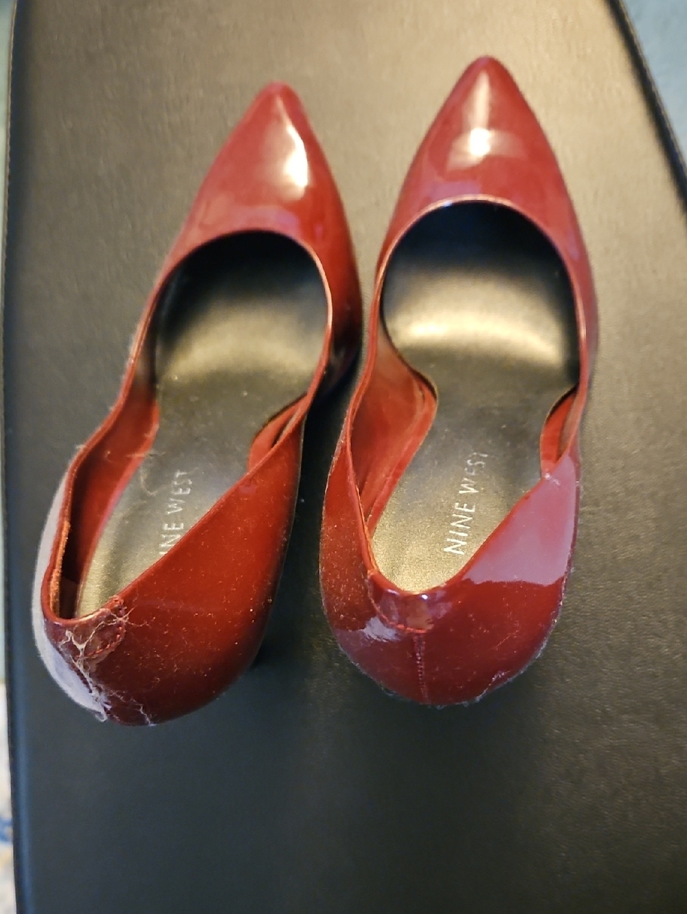 Nine West Maroon Patent Pointed Toe Flats